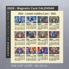 2026 Custom Cosmic Goddess Kalender Sonntag Start Magnetkarte