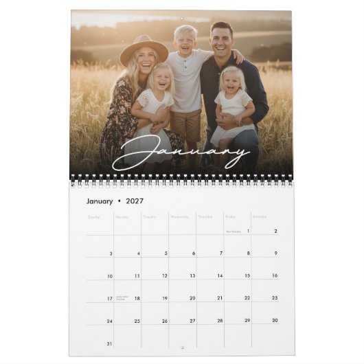 2026 Custom Family Photo Modern Elegant Script  Kalender (Jan 2027)