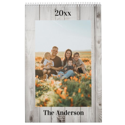 2026 Custom Family Photo White Wood Kalender (Titelbild)