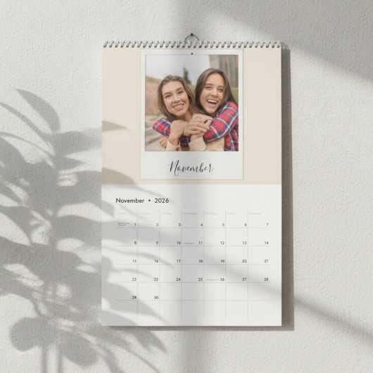 2026 Custom Family Polaroid Photo Beige Kalender