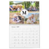 2026 Custom Foto Collage Moderne Monogram Familie Kalender (Jan 2027)