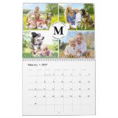 2026 Custom Foto Collage Moderne Monogram Familie Kalender (Feb 2027)