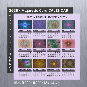 2026 Custom Foto Fraktale Kalender Sonntag Start Magnetkarte