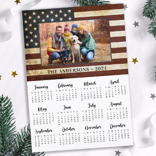 2026 Custom Foto Vintag American Flag Patriotic Feiertagskarte