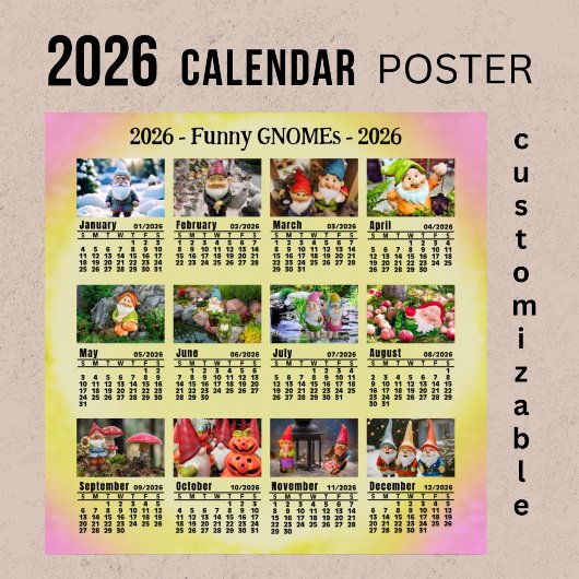 2026 Custom Funny Gnomes Sonntag Start - Poster