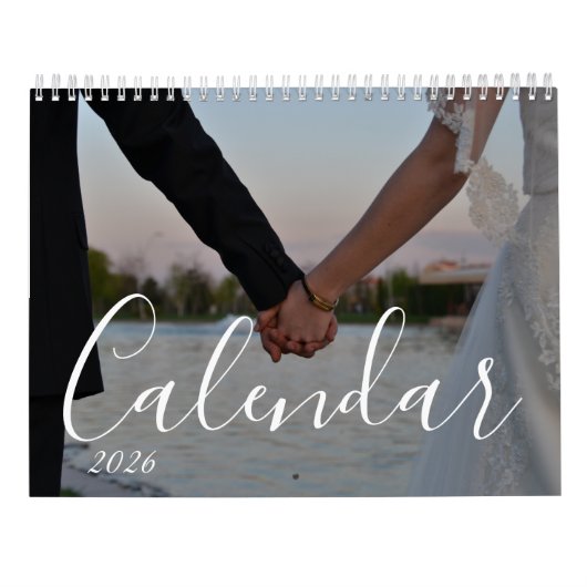 2026 Custom Wedding Photo Chic Script Calendar Kalender (Rückseite)