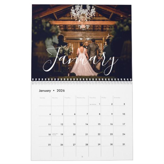 2026 Custom Wedding Photo Chic Script Calendar Kalender (Jan 2026)