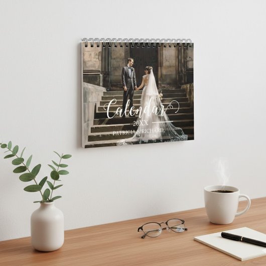 2026 Custom Wedding Photo Chic Script  Kalender