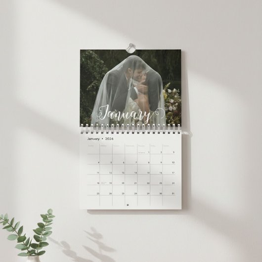 2026 Custom Wedding Photo Chic Script Kalender