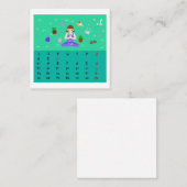 2026 Cute Cartoon Yoga Poses Calendar, Health  Quadratische Visitenkarte (Vorne/Hinten)