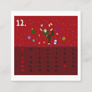 2026 Cute Cartoon Yoga Poses Calendar, Health Quadratische Visitenkarte