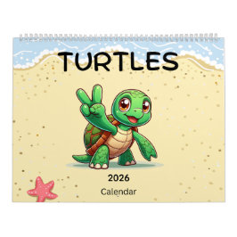 2026 Cute Turtles Celebrating Holidays Kalender