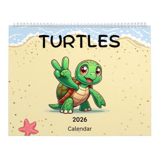 2026 Cute Turtles Celebrating Holidays Kalender (Titelbild)