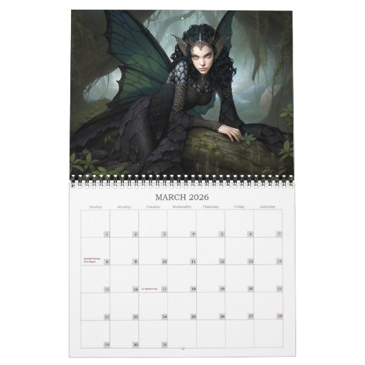 2026 Dark Fairies Fantasy Art Calendar Kalender (Mär 2026)