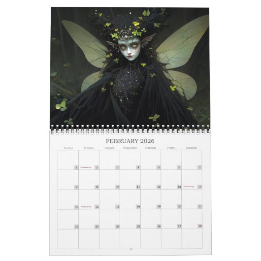 2026 Dark Fairies Fantasy Art Calendar Kalender (Feb 2026)