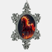 „2026 – Das Jahr des Feuerpferds“6 Schneeflocken Zinn-Ornament (Links)