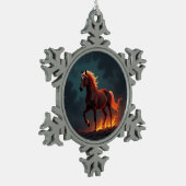 „2026 – Das Jahr des Feuerpferds“8 Schneeflocken Zinn-Ornament (Links)