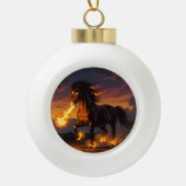 „2026 – Das Jahr des Feuerpferds“ Keramik Kugel-Ornament (Vorderseite)