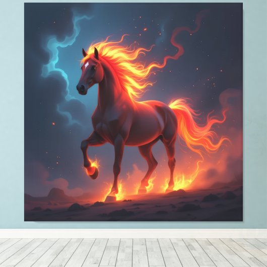 „2026 – Das Jahr des Feuerpferds“ Leinwanddruck (Insitu (Holzboden))