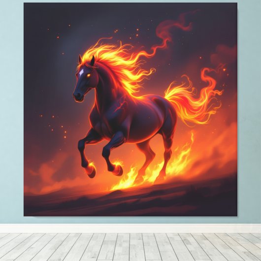 „2026 – Das Jahr des Feuerpferds“ Leinwanddruck (Insitu (Holzboden))