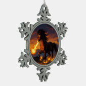 „2026 – Das Jahr des Feuerpferds“ Schneeflocken Zinn-Ornament (Links)