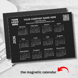 2026 Das QR Black Calendar Magnet für Ihr Logo