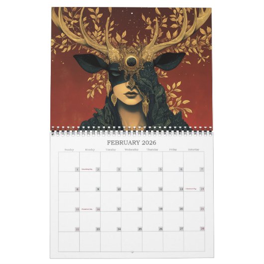 2026 Der wunderschöne dunkle, irdische Kunstkalend Kalender (Feb 2026)