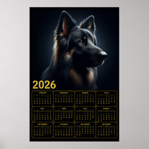2026 Deutscher Schäferhund-Kalender – Fettes Portr Poster