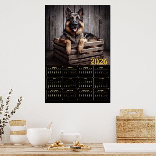 2026 Deutscher Schäferhund-Kalender Poster (Küche)