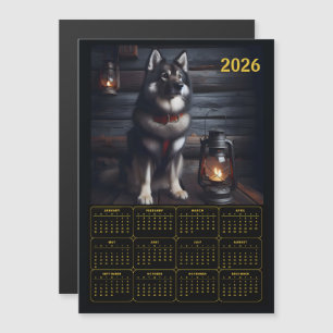 2026 Deutscher Schäferhund-Kalender Rustikale Hütt Magnetkarte