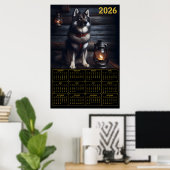 2026 Deutscher Schäferhund-Kalender Rustikale Hütt Poster (Heimbüro)