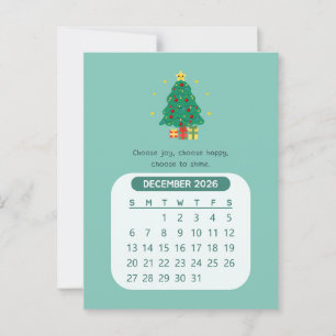 2026 Dezember Monatlicher Kawaii Motivierend Kalen Postkarte