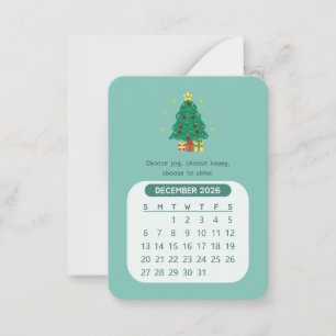 2026 Dezember Monatskalender Kawaii Motivationskal Mitteilungskarte