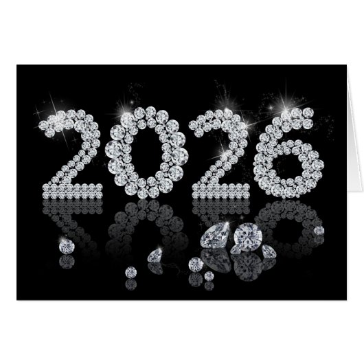 2026 Diamonds Luxury Happy New Year Greeting Card (Vorderseite (Horizontal))