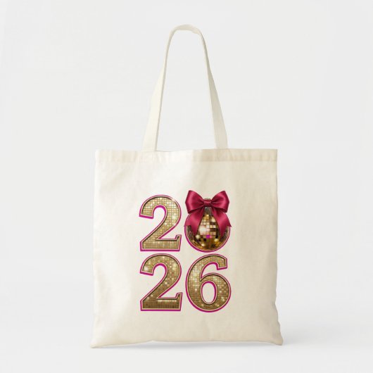 2026 Disco Ball Tote – Golden New Year Style Tragetasche (Vorne)