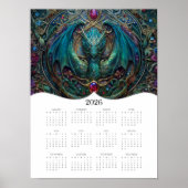 2026 Dragon Celtic Fantasy Art Full Year Calendar Poster (Vorne)