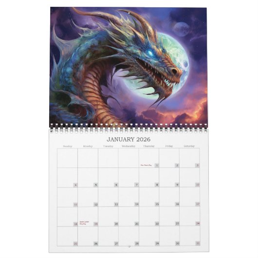 2026 Dragons Fantasy Art Calendar Kalender (Jan 2026)