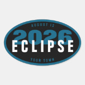2026 Eclipse-Beobachtungsort Benutzerdefiniert In  Ovaler Aufkleber (Vorderseite)