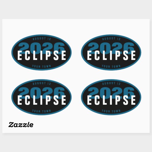2026 Eclipse-Beobachtungsort Benutzerdefiniert In  Ovaler Aufkleber (Blatt)