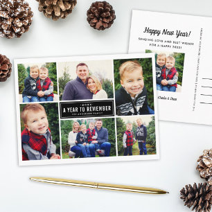 2026 Ein Jahr zum Erinnern Fotocollage Familie Feiertagspostkarte