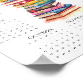 2026 Ein-Seiten-Kalender Schwarze Katze auf farben Poster (Ecke)