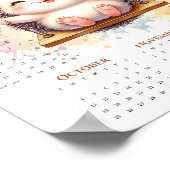 2026 Ein-Seiten-Kalender Süßer Igel auf Schaukel Poster (Ecke)