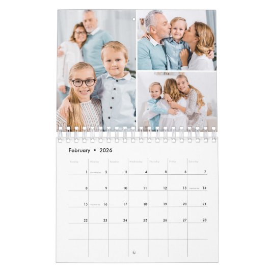 2026 Einfache Personalisierte FotoCollage Monatlic Kalender (Feb 2026)