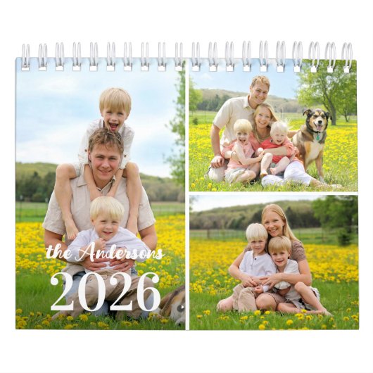 2026 Einfache Personalisierte FotoCollage Monatlic Kalender (Titelbild)