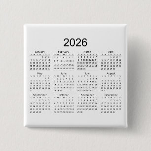 2026 Einfacher Minimalistischer Kalender Button