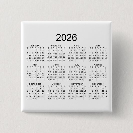 2026 Einfacher Minimalistischer Kalender Button (Vorderseite)