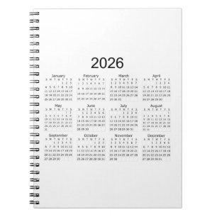 2026 Einfacher Minimalistischer Kalender Notizblock