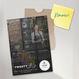2026 Einfaches Typografie-Kalender Magnetkarte