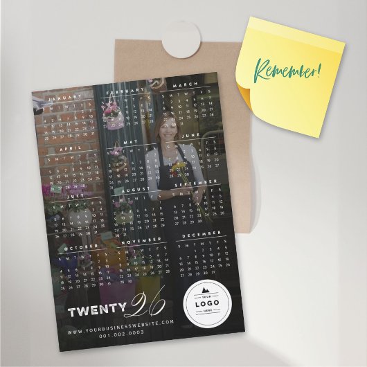 2026 Einfaches Typografie-Kalender Magnetkarte