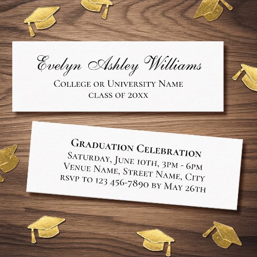 2026 Elegant Graduation Script Invitation Cards Mini Visitenkarte